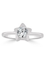 remarkable tiny gem star design white gold ring for children
